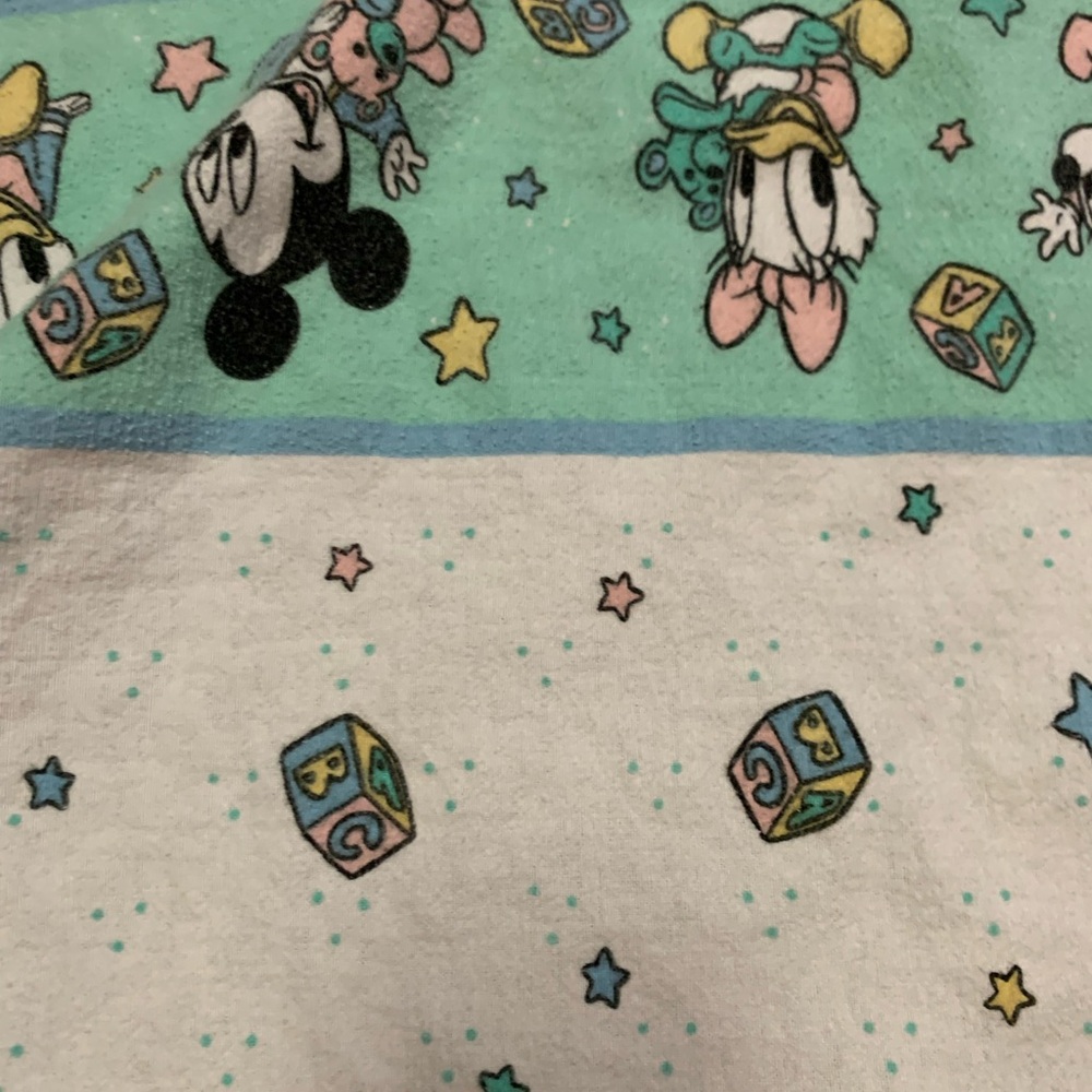DAMAGED Vintage Disney Babies Mickey Minnie Mouse Daisy Receiving Blanket - Picture 4 of 9